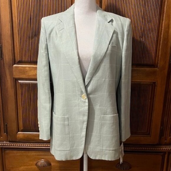 Lauren Ralph Lauren Martha's Vineyard Cool Green Linen Blazer Size 10P - Picture 1 of 7